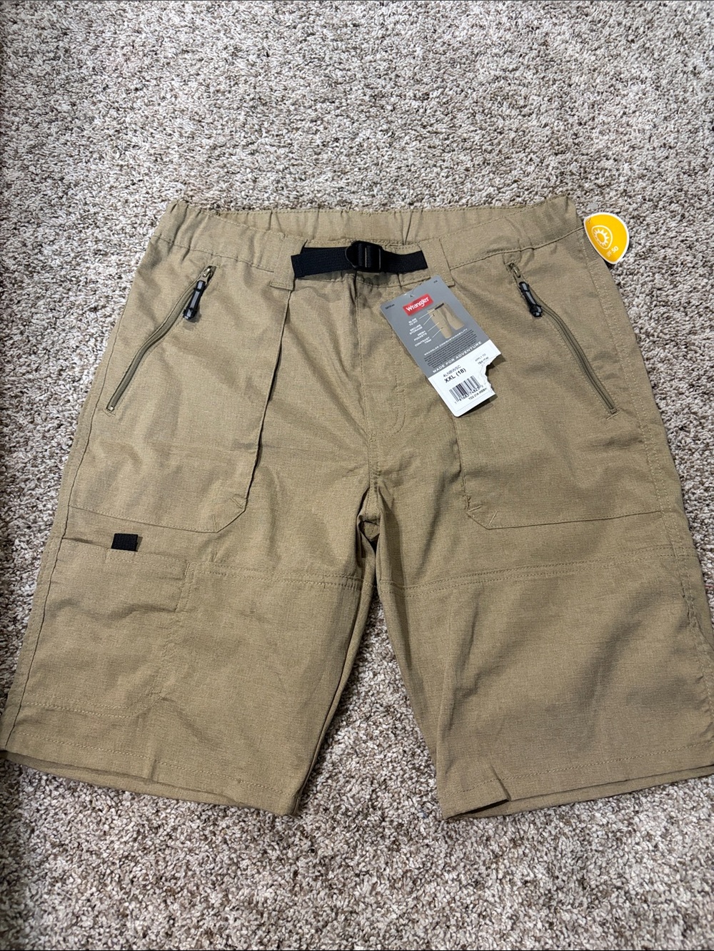 Wrangler Boys Khaki Utility Cargo Shorts with Web Belt